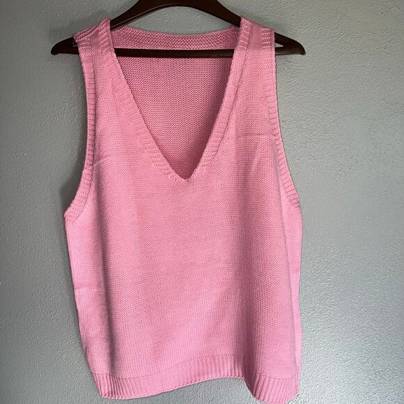 Cotton Candy Pink Sleeveless Warm  Knit Sweater Vest Size Medium - Picture 1 of 5